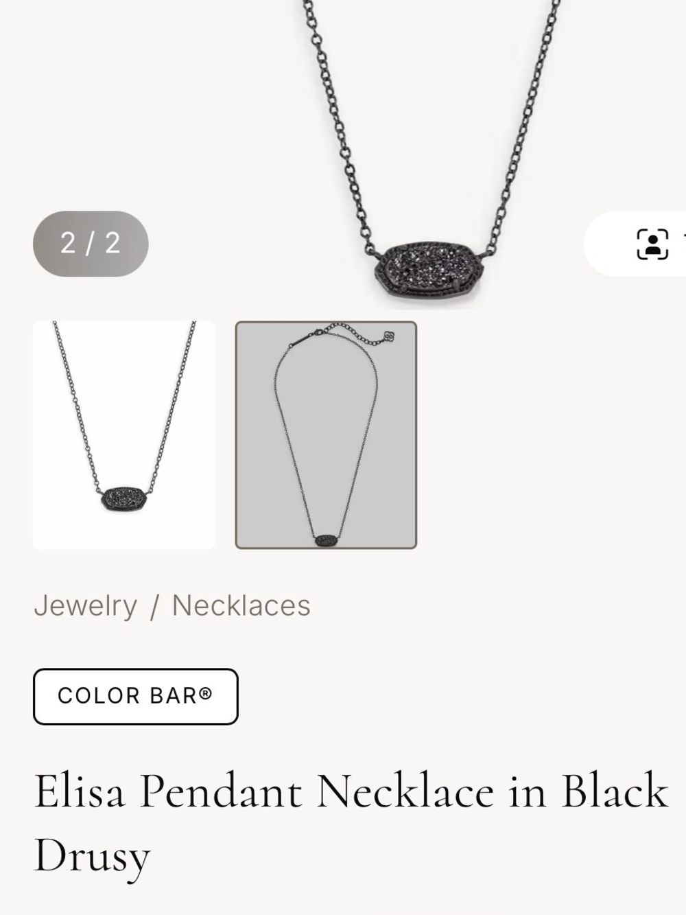 Kendra Scott Black Drusy Oval Pendant Necklace - Picture 7 of 8